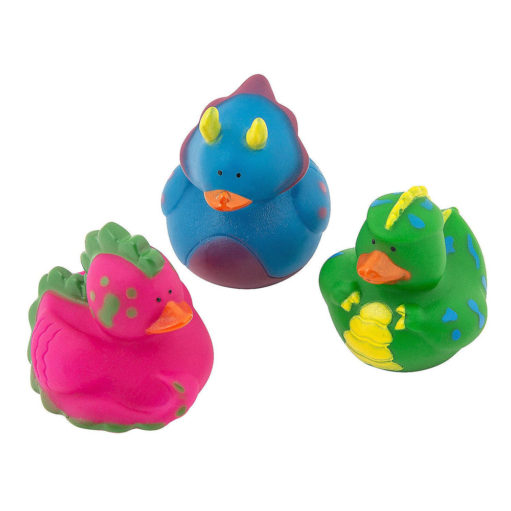 Set of 3 New Dinosaurs Rubber Duckies Duck 2” Jeep Tyrannosaurus